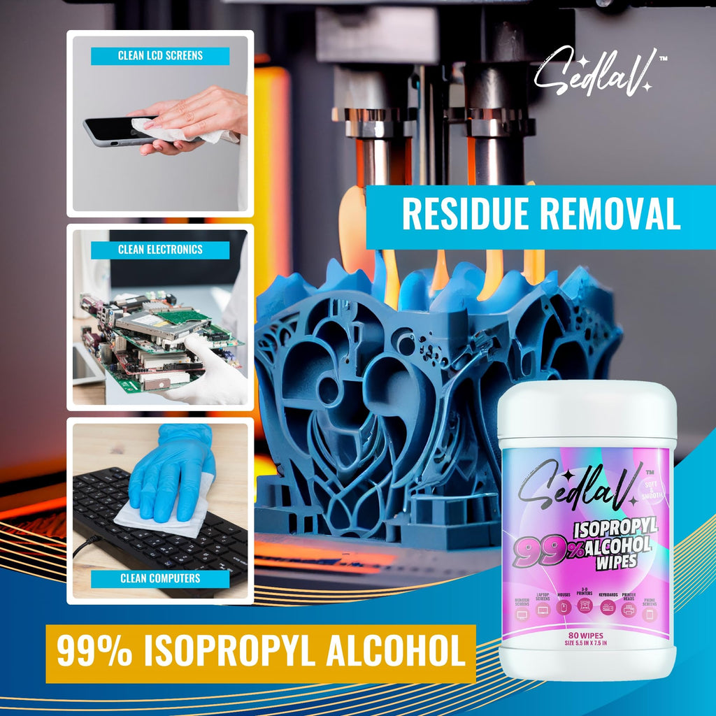 SEDLAV 99% Isopropyl Alcohol Wipes - 99% Rubbing Alcohol Wipes for Tech Use (80 Count Pack)