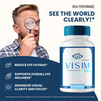 Visim Pro Vision Support, Official Visim Pro Eye Health Supplement Capsules - Extra Strength All Natural Visi mPro for Visual Wellness & Crystal Clear Vision, Eye Vitamin Pills Reviews (2 Pack)