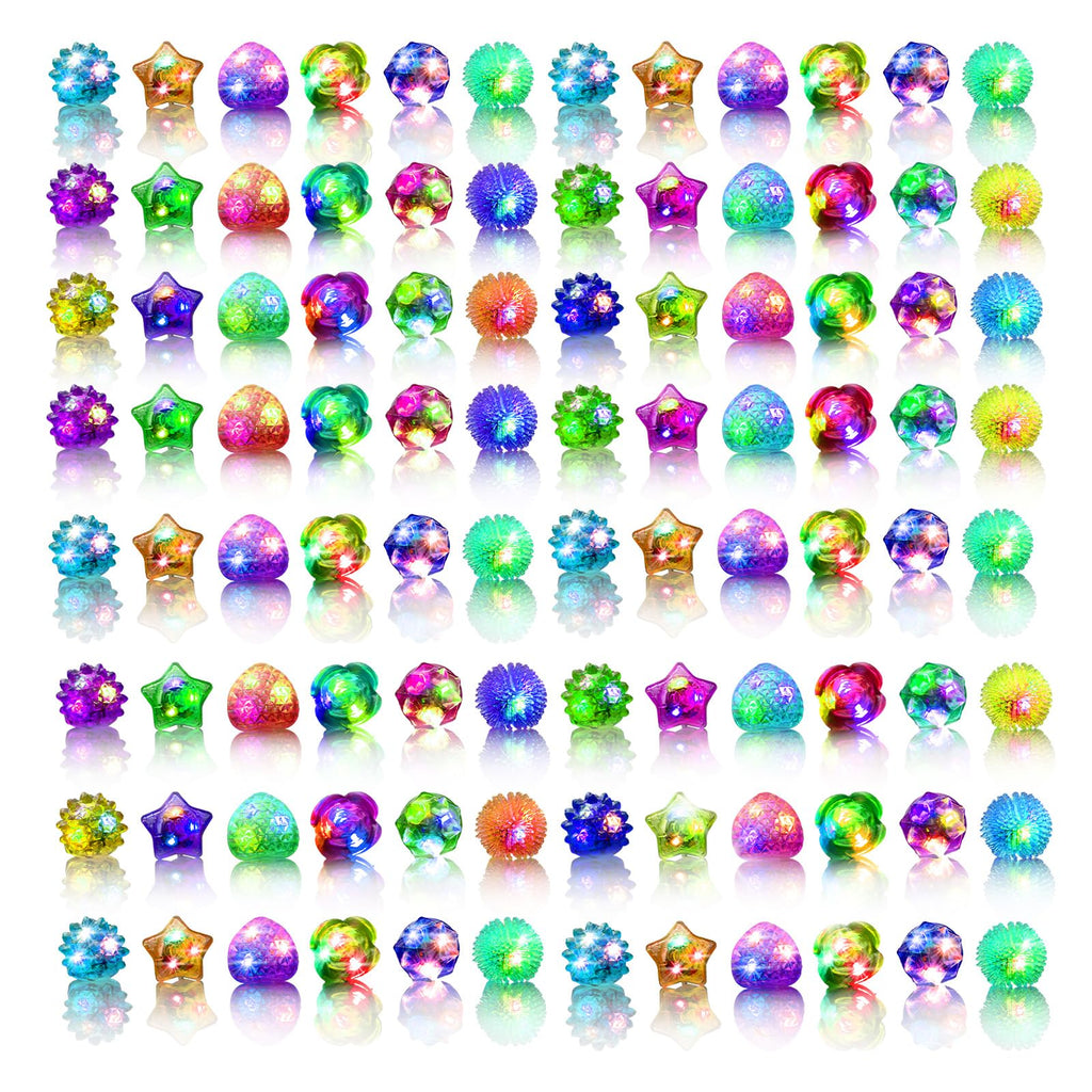 OLUPP 48 Pcs Light Up Rings, Glow In The Dark Party Supplies, 6 Style Flashing Glow In The Dark Rings for Adults & Kids, LED Ring for Birthday Party Favors, Concert, Raves, Halloween, Christmas