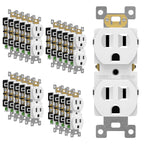 ENERLITES Duplex Receptacle Outlet, Residential Grade Electrical Wall Outlet, 15A 125V, Self-Grounding, 2-Pole, 3-Wire, UL Listed, 61581-W-20PCS, White (20 Pack)