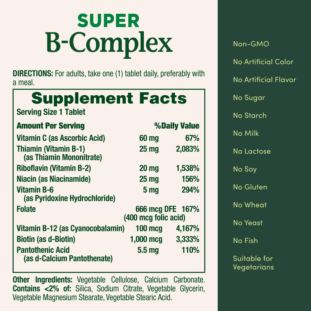 Nature's Bounty Super B Complex with Vitamin C & Folic Acid, Immune & Energy Support, 150 Tablets (Pack of 2)