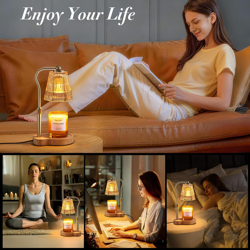 AODHGR Candle Warmer Lamp with Timer Dimmable, Flameless Scented Wax Melter