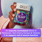 OLLY Muscle Recovery Sleep Gummies, Sleep and Sore Muscle Support, 3mg Melatonin, Tart Cherry, Vitamin D, Berry Flavor - 40 Count