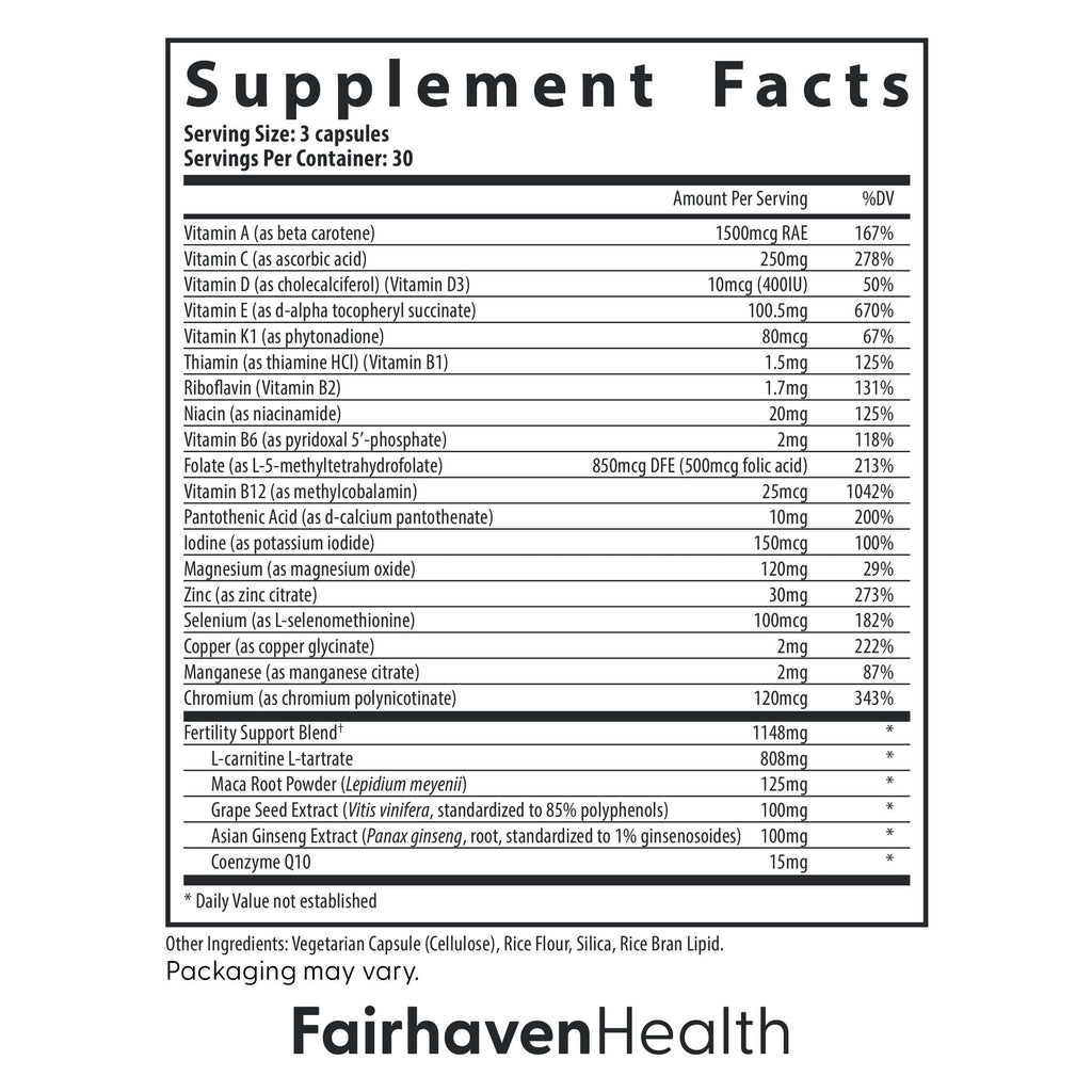 Fairhaven Health 3 Month Supply FertilAid for Men Prenatal Male Fertility Supplement | Count and Motility Support Pre Conception for Him | Fertility Support Includes, Zinc, and Folate | 90 Capsules