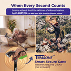 Walking Cane for Men & Women, 3-in-1 Folding Cane with Alarm and Light, Adjustable, Collapsible Walking Stick for Seniors and Adults Balance with a Second Handle