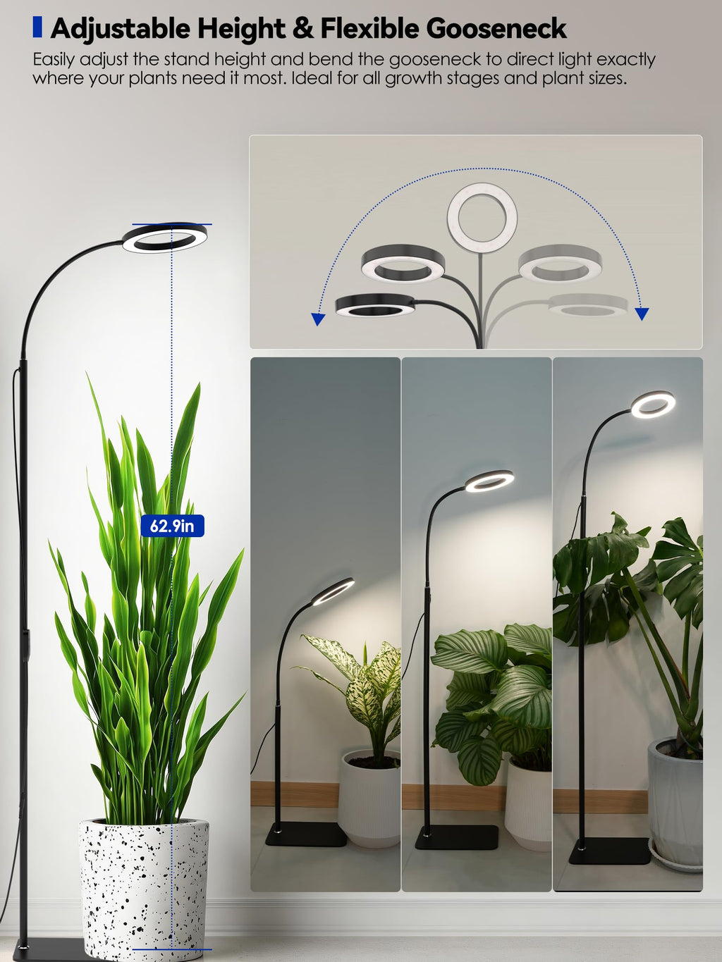 Grow Lights for Indoor Plants,LED Plant Light with Stand for Indoor Growing