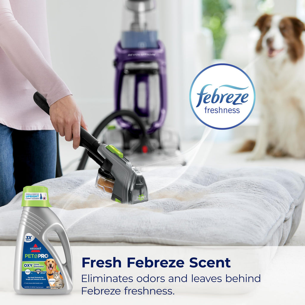 Bissell PET PRO OXY Urine Eliminator with Febreze Carpet Deep Clean Solution, StainProtect Technology, leading upright carpet cleaners, 48oz, Our best formula for pet messes & odors, (Pack of 2)