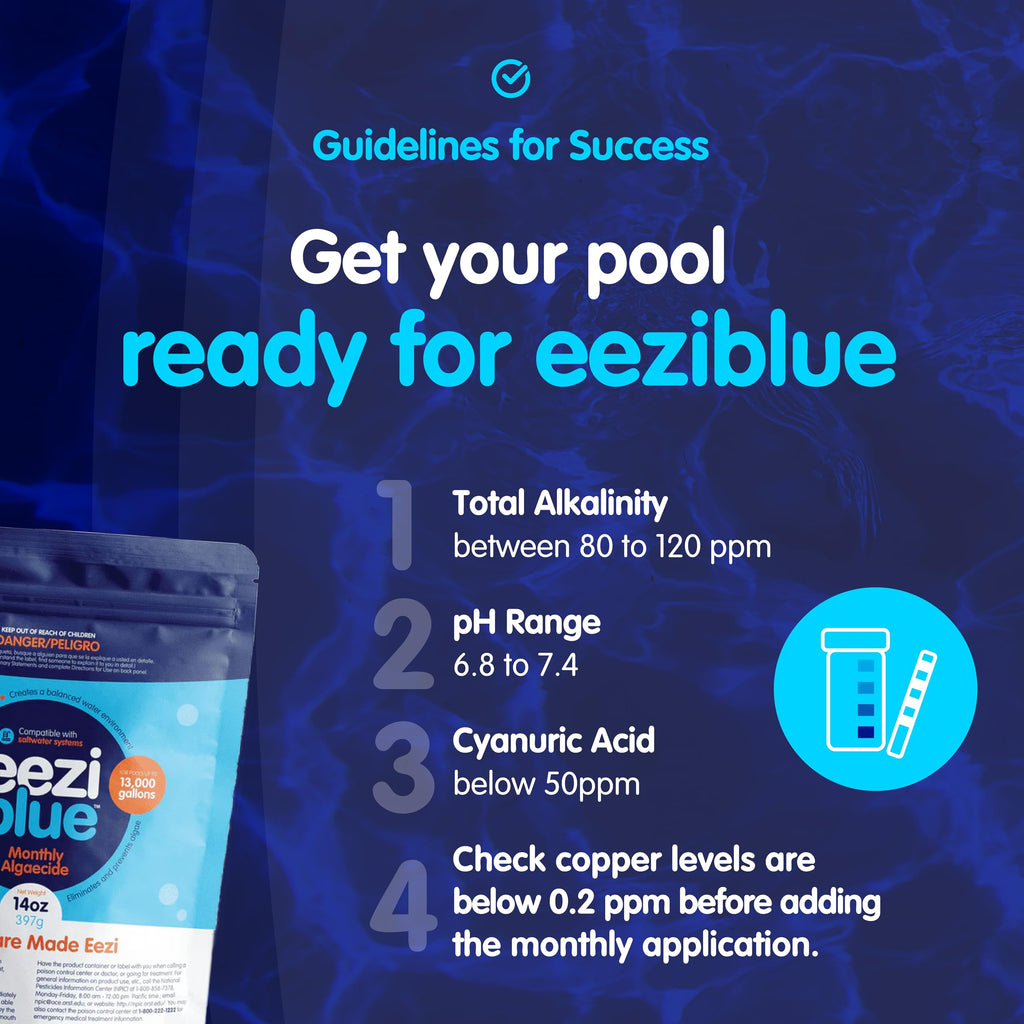 Eeziblue Monthly Algaecide for Swimming Pool, Pool Algaecide for Inground Pool & Above Ground Pool - Effective Monthly Treatment to Prevent Algae Growth up to 13,000 Gallons