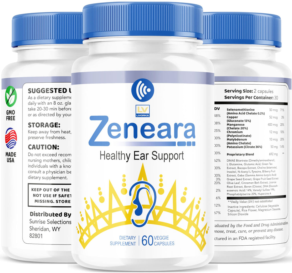 (2 Pack) Zeneara Healthy Ear Support Supplement, Zeneara, Zeneara Capsules, Zeneara Healthy Ear Support, Zeneara Ear Support, Zeneara Advanced Formula, Zeneara Reviews, 120 Capsules for 2 Month