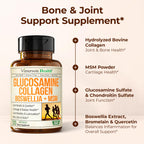 Glucosamine Chondroitin MSM with Hydrolyzed Collagen Peptides - Joint Support Supplement with Quercetin, Bromelain & Boswellia Extract - Collagen pills for Hair Skin Nails - FSA Eligible 120 Caps