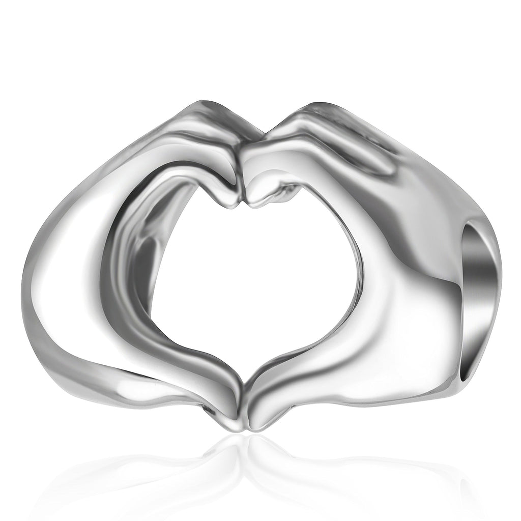 925 Sterling Silver Heart Hands Charm fit Pandora Bracelets, Gift for Women