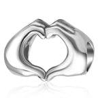 925 Sterling Silver Heart Hands Charm fit Pandora Bracelets, Gift for Women