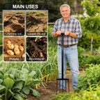 VNIMTI Heavy Duty Pitch Fork, 45-Inch Garden Fork with Strong Steel Tines, Long Handle Pitchfork for Gardening