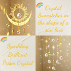 Artilady Sun and Moon Crystal Suncatcher Large Prism Wind Chimes for Window