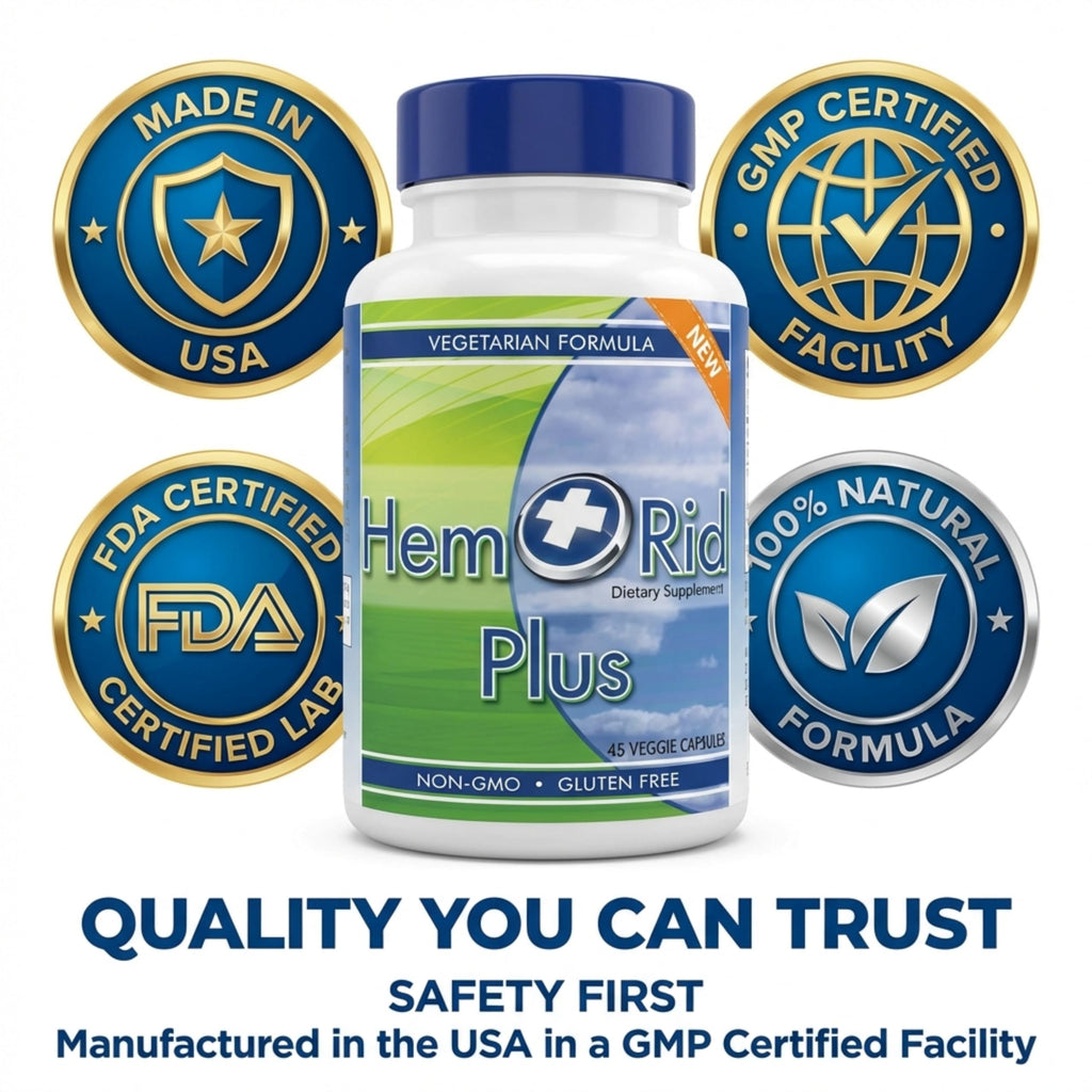 HemRid Plus Advanced Herbal Comfort Formula - 45 Veggie Capsules for Enhanced Comfort & Wellness, Featuring Horse Chestnut, Witch Hazel & More - Proudly Made in the USA