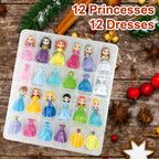 Advent Calendar 2026 for Kids Princess Set for Girls Doll Gifts Present 24 Days Princess Transformable Toys and Clothes Countdown Calendars
