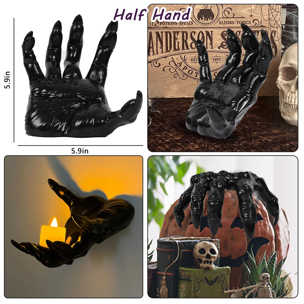 Halloween Decorations Indoor Outdoor 3 Pack Wall Mount Creepy Hands&Candles