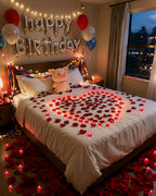 Amagic 4000 Pieces Red Artificial Rose Petals with 50 Red Heart LED Tea Lights, Rose Petals and Candles Set for Proposal, Anniversary, Romantic Night, Wedding Decor