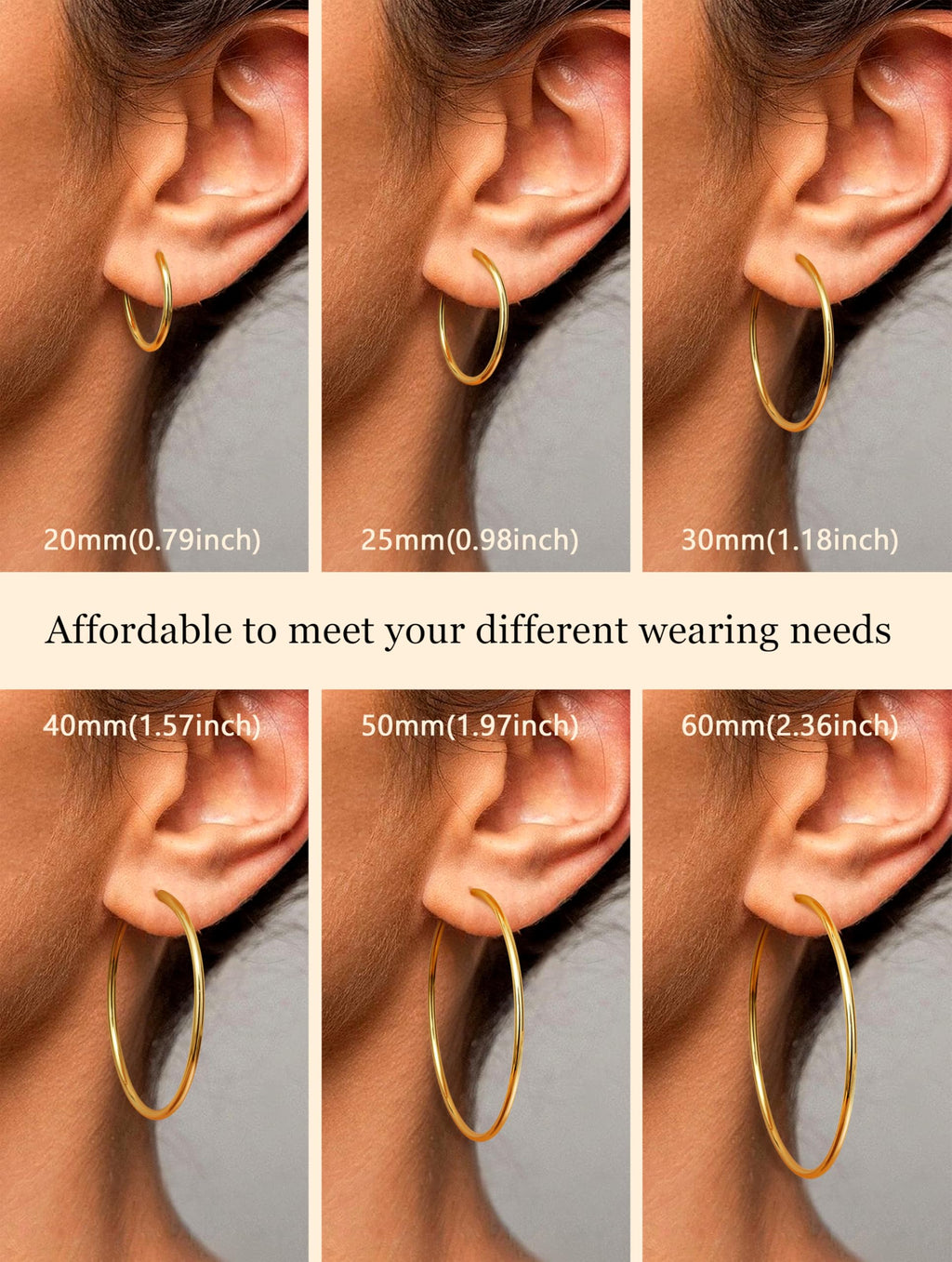 6 Pairs Clip On Hoop Earrings for Women Fake Spring Hoop Earrings, Gold