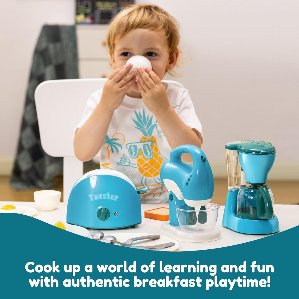 Joyin Play Kitchen Toys, Pretend Food Kitchen Accessories Girls Toy with Coffee Maker, Mixer, Toaster with Realistic Lights& Sounds, Birthday Gift for Kids, Gifts for Christmas