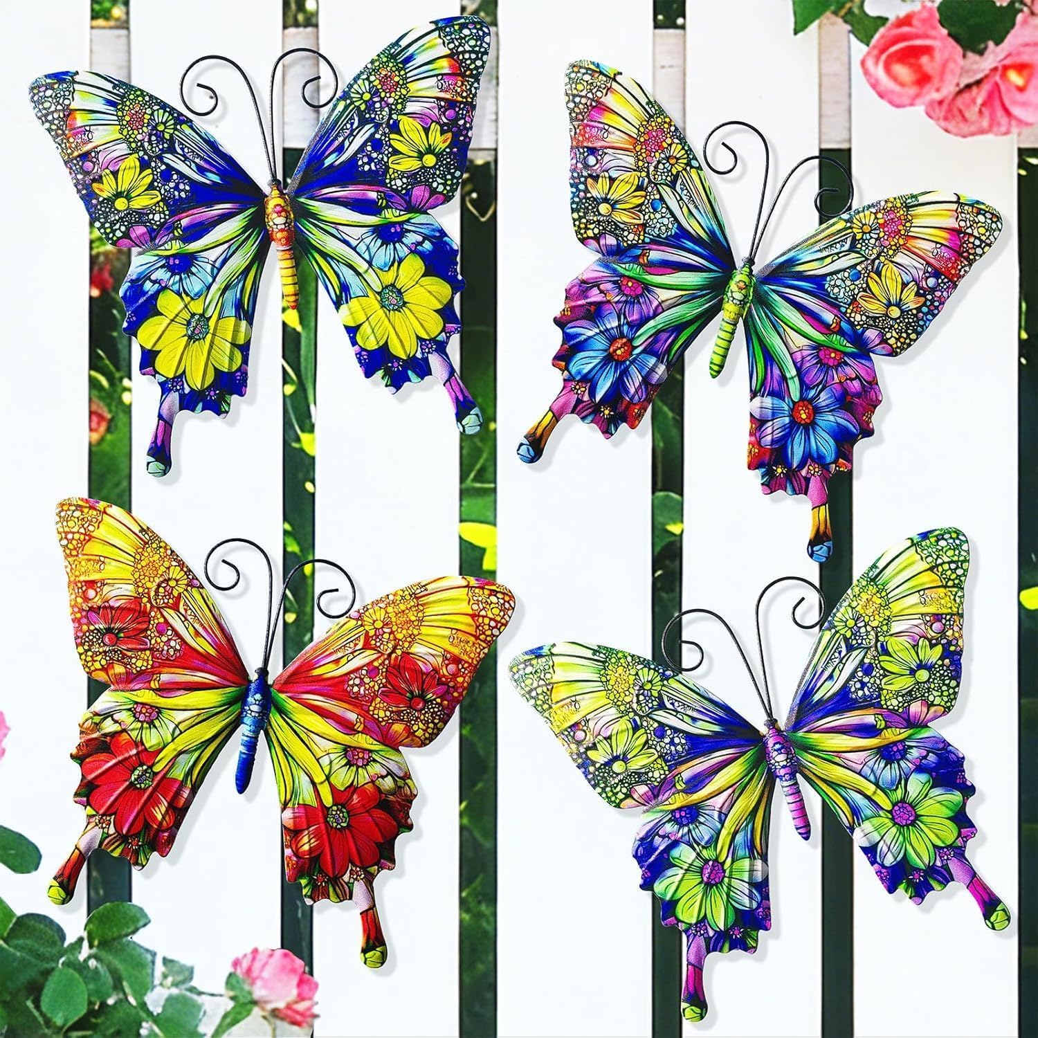 RLPZDWH Metal Butterfly Wall Art Decor, 4 Pack
