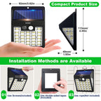 kuyimy Solar Lights Outdoor, 72 LED Motion Sensor Wall Light, IP65 Waterproof and 3 Lighting Modes, Solar Powered Security Wireless Light Outside for Patio, Garden, Fence, Porch, Front Door(6 Packs)