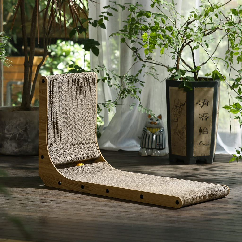 FUKUMARU Cat Scratcher, 26.8 Inch L Shaped Cat Scratch Pad for Indoor Cats