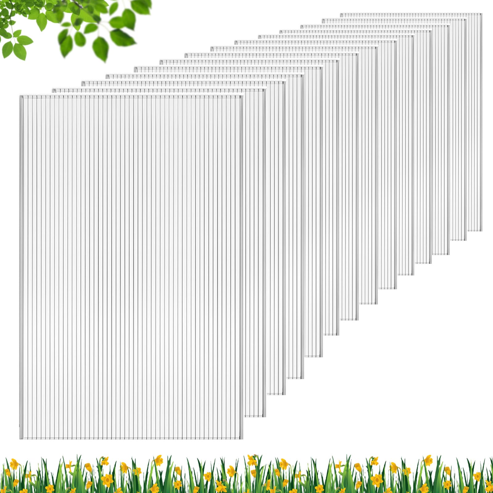 DGSL Polycarbonate Greenhouse Panels, 14 Pcs 4'x 2'x 0.16''Twin-Wall Sheets