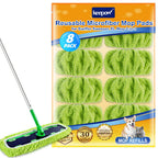 KEEPOW Reusable XL Mop Pads Compatible with Swiffer XL Sweeper, XL Dry Sweeping Cloths, XL Wet Mopping Cloths, Washable Microfiber XL Wet Pads Refills for Surface/Hardwood Floor Cleaning, 8 Pack