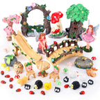 44 Pcs Fairy Garden Kit Miniature Fairy Garden House Accessories with Resin Elves Animal Plant Furniture Tiny Figurines Decor, Enchanted Spring Micro Landscape Ornaments for DIY Dollhouse Terrarium