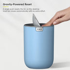 EKO Fandy 0.58 Gal/2.2L Mini Trash Can with Lid, Swing-Top Desktop Trash Can for Bathroom, Countertop, Vanity, Desk or Office, Small Garbage Bin (Blue)