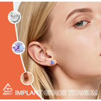 GUIJUEYE Implant Grade Titanium Evil Eye CZ Earrings for Sensitive Ears