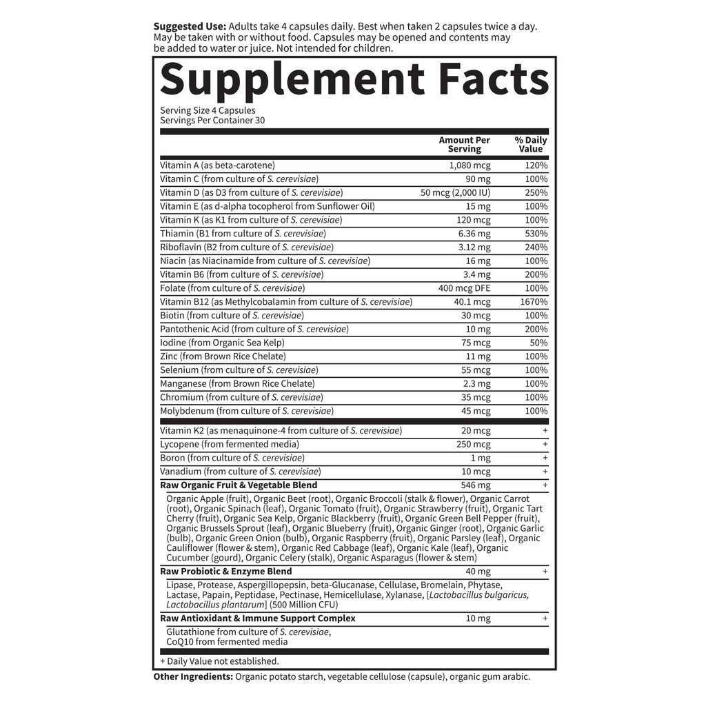 Garden of Life Multivitamin for Men - Vitamin Code 50 & Wiser Men's Raw Whole Food Vitamin Supplement with Probiotics, Vegetarian, 120 Capsules