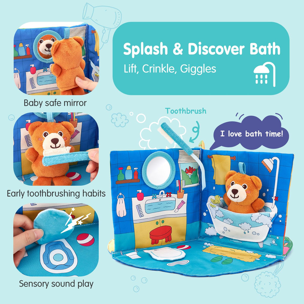 hahaland Baby Book for 1 Year Old - Touch and Feel Soft Activity Books Tummy Time Baby Toy 6 9 12 18 Months Interactive Book for Babies 6-12 Month on Airplane Christmas Birthday Gift Stocking Stuffers