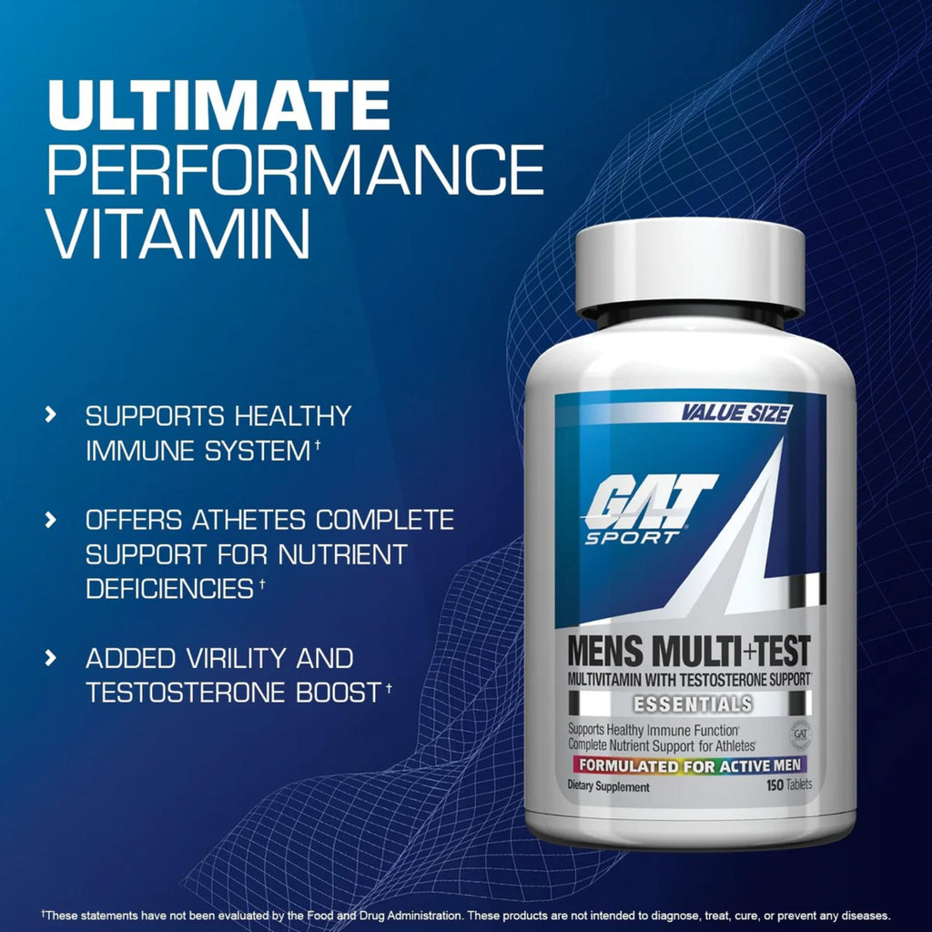 GAT SPORT Men's Multi + Test, Premium Multivitamin Tablets (60 Count)