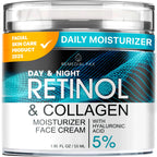 Face Moisturizer Retinol Cream, Anti Aging Neck Firming Cream, Collagen Day & Night Face Cream with Hyaluronic Acid for Women & Men, 1.85 Fl Oz