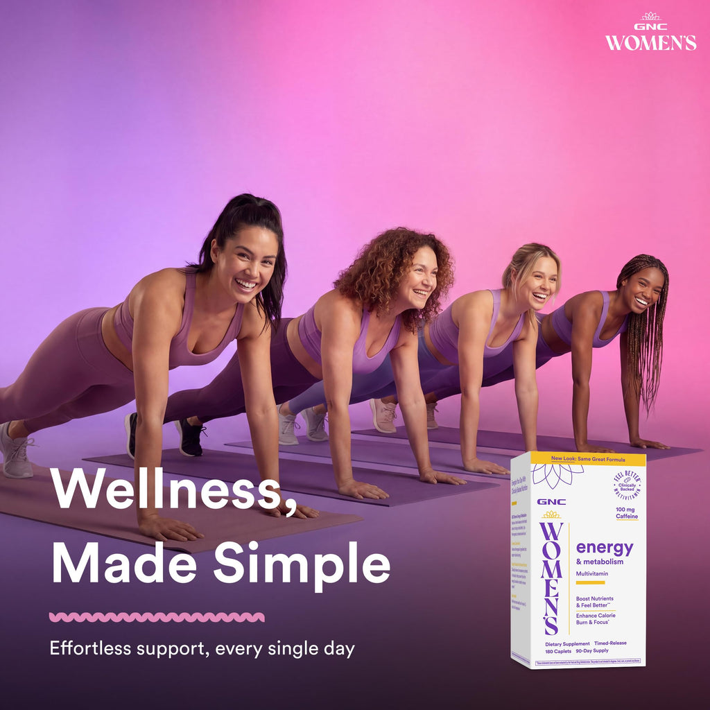 GNC Women's Energy & Metabolism Multivitamin - Women’s Multivitamin for Energy Support - Clinically-Backed Ingredients - High-Potency - Active Lifestyle Support - Gluten-Free - 180 Count (90 Servings)