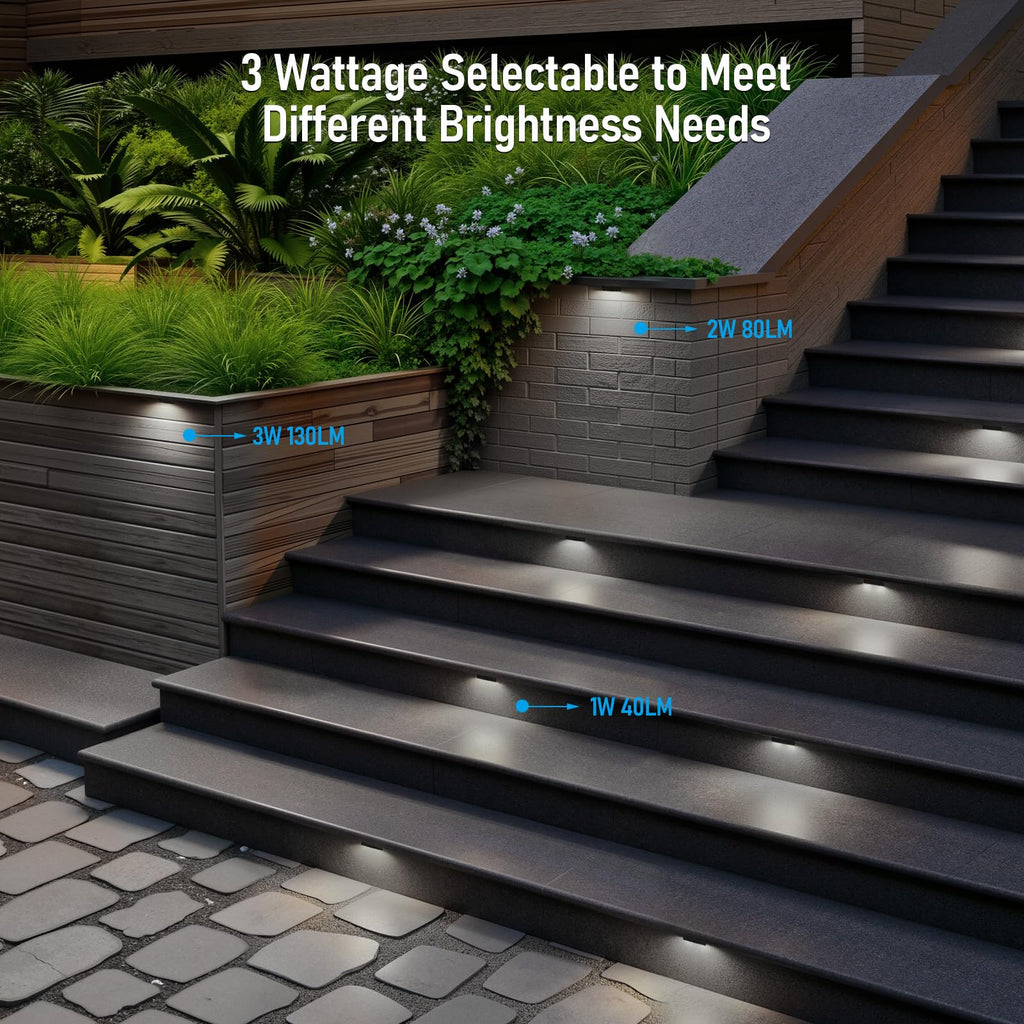 LEONLITE 8-Pack 4 Inch LED Hardscape Lighting, Update Retaining Wall Lights, LED Landscape Lighting, 12-24V AC/DC Paver Light Low Voltage, 1W/2W/3W Dimmable Outdoor Step Lights, 5000K Daylight, ETL