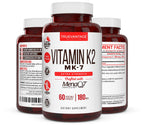 Vitamin k2 MK-7 Supplement 180mcg -Vitamin K2 Supports Bone & Heart Health for Cardiovascular Calcium Absorption from Arteries- 60 Easy to Swallow Vegetable caps of MenaQ7 K2 MK7