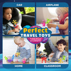 Suction Toy Toddler Bath Toys: No Hole Bath Toy for Boys Girls Gifts - 18PCS Sensory Fidget Toys for Kids - Baby Window Building Toy Gooide Bag Stuffers - Travel Toys Road Trip Essential