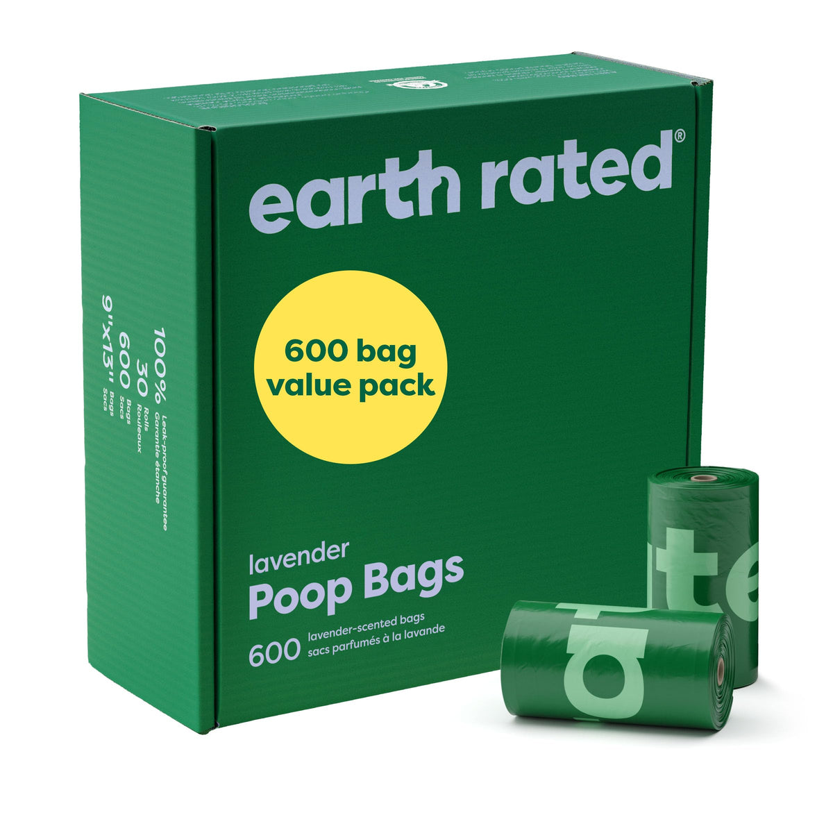 Earth Rated Dog Poop Bags on Refill Rolls, 600 Bags, Lavender