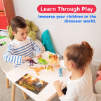 PREXTEX Dinosaur Toys for Kids 3-5 - 12 Dinosaur Figurines and Dino Book for Kids with Sound - Realistic Toy Dinosaurs Figures - Dino Toys with Sound Books
