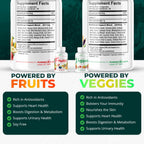 POWERED X PLANTS Fruits & Veggies Capsules - Natural Superfood Packed with Vitamins & Minerals - Fruit & Vegetable Supplements for Adults Pack of 6, 90 Capsules Each