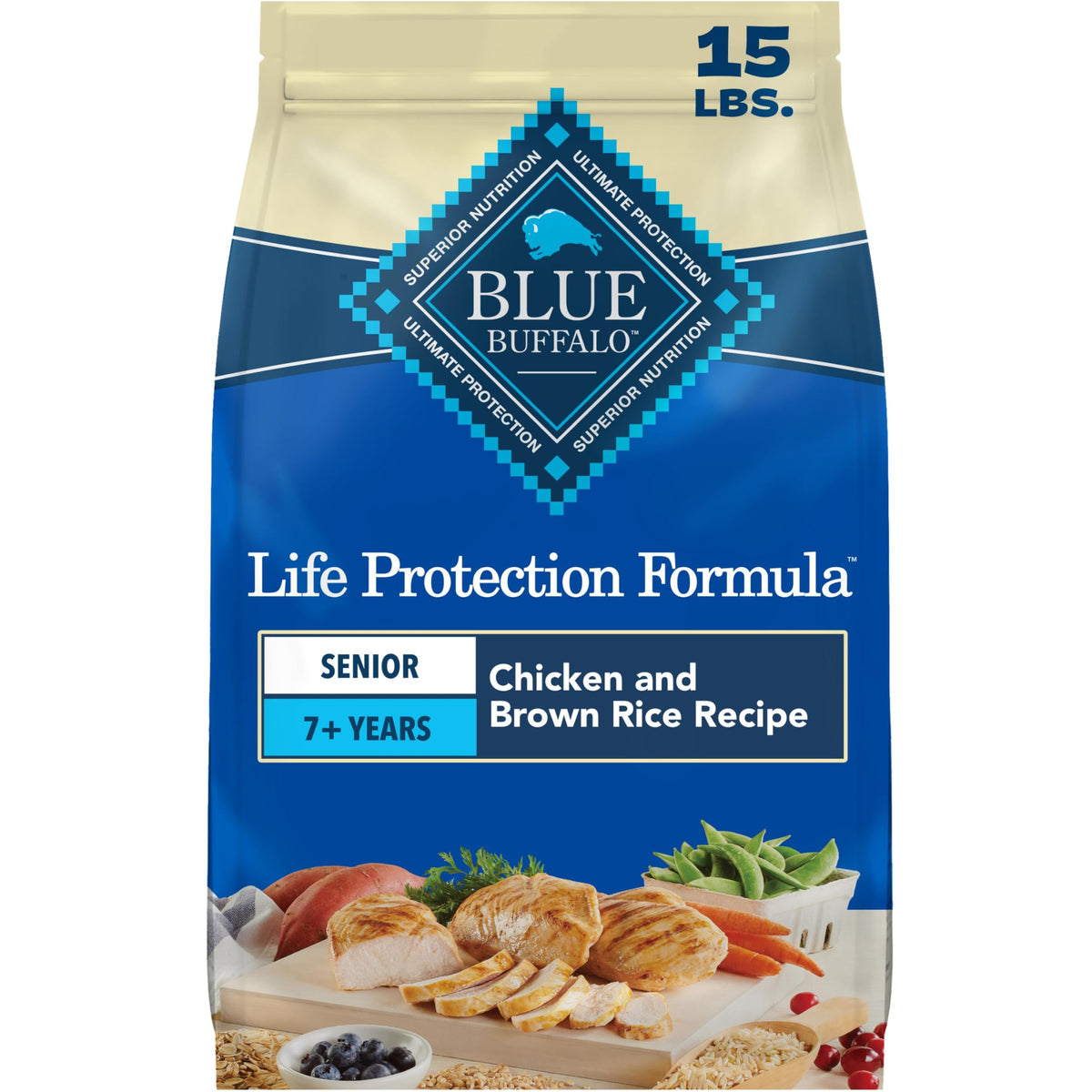 Blue Buffalo Life Protection Formula Chicken Senior 7+ Dry Dog Food, 15 lb
