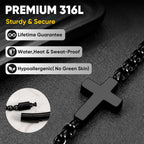 Cross Bracelet for Men,Christian Cross Link Chain,Stainless Steel Bracelets Rolo Chains,Non Tarnish Black Mens Faith Bracelet,Religious Catholic Jewelry Gifts Idea for Boyfriend Dad Son Husband,8.26in