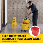 Rubbermaid Commercial Products WaveBrake 35 Qt. Side-Press Mop Bucket and Wringer Combo on Wheels Yellow for Professional/Industrial/Business Heavy-Duty Floor Cleaning/Mopping