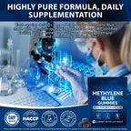 Methylene Blue Gummies 5mg Per Serving, Supports Cognitive Function, Cellular Energy, Mental Focus, Antioxidant Activity, 99.9% Pure, Vegan | 30 Gummies