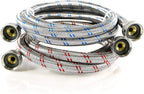 K&J Premium 4ft Stainless Steel Washing Machine Hoses Burst Proof 2 Pack - Hot and Cold Water Supply Hoses for Washing Machines