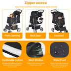 Epetlover Pet Stroller for Dogs, Black 4 Wheels Cat Strolling Cart Foldable Travel Carrier, Waterproof Puppy Jogger Stroller with Storage Basket & Cup Holder