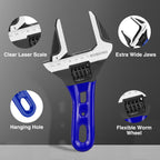 WORKPRO 6-Inch Stubby Adjustable Wrench, 1.5-Inch Extra Wide Jaw Opening Wrench, Metric/SAE Scales, Cr-V Steel, Ideal for Work in Confined Spaces